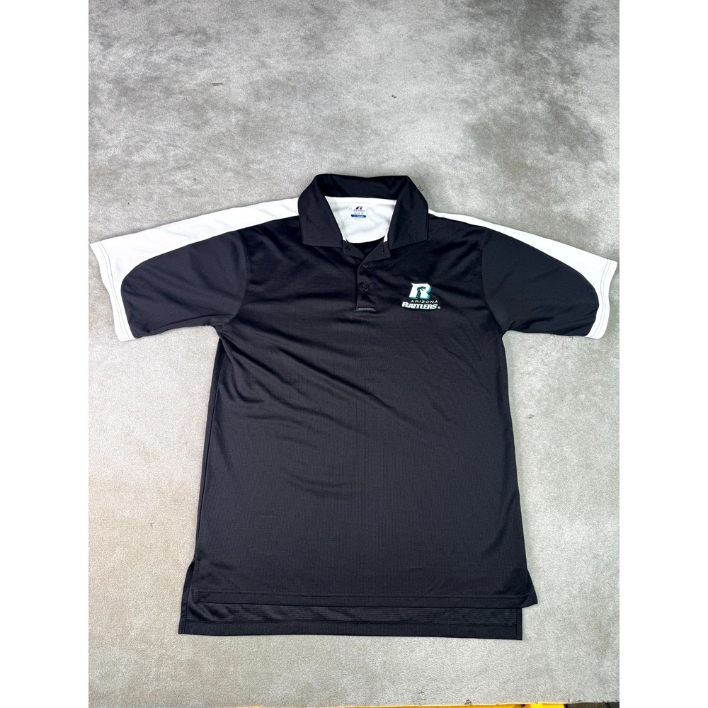 Arizona Rattlers Polo Shirt Mens Medium Black Russell Athletic Football IFL Logo
